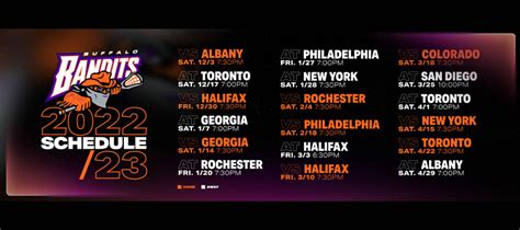 bandits game|Schedule .